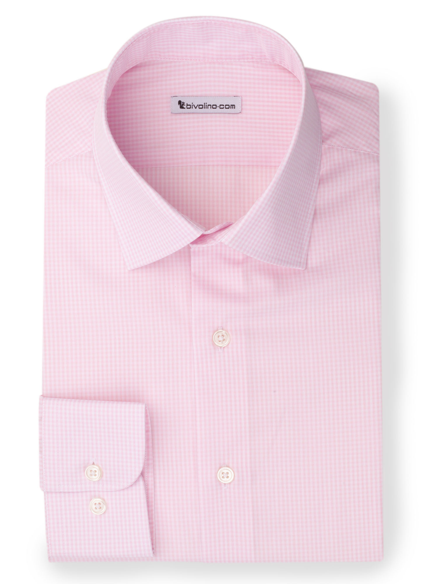 BOLIVICINI - pink poplin gingham shirt - Kento 1